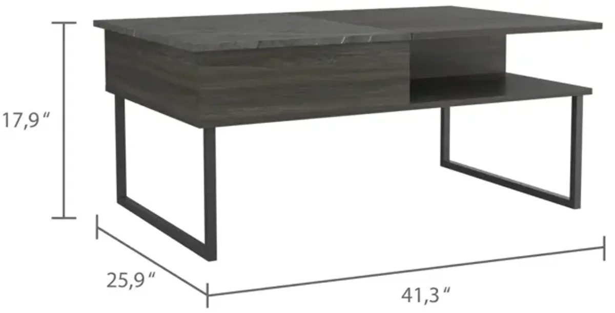 Armin Lift Top Coffee Table, One Shelf - Espresso Onyx