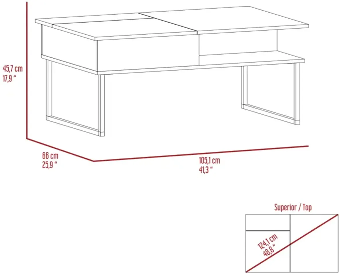 Armin Lift Top Coffee Table, One Shelf - Espresso Onyx