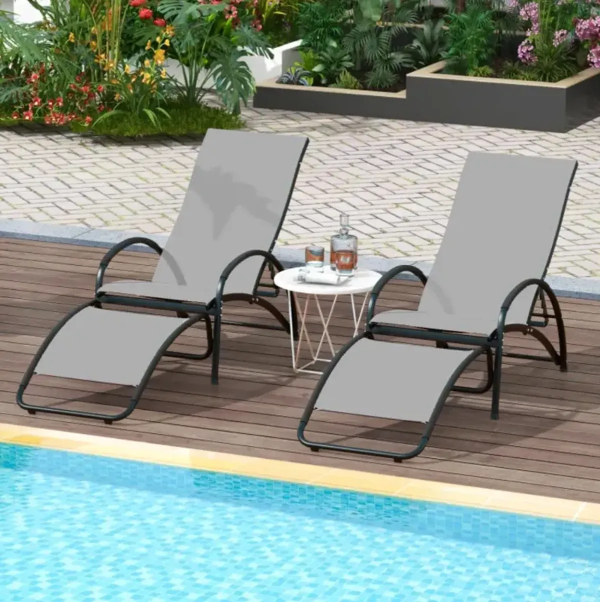 Hivvago 2-in-1 Outdoor Rocking Chair with 4-Position Adjustable Backrest for Patio Porch Poolside