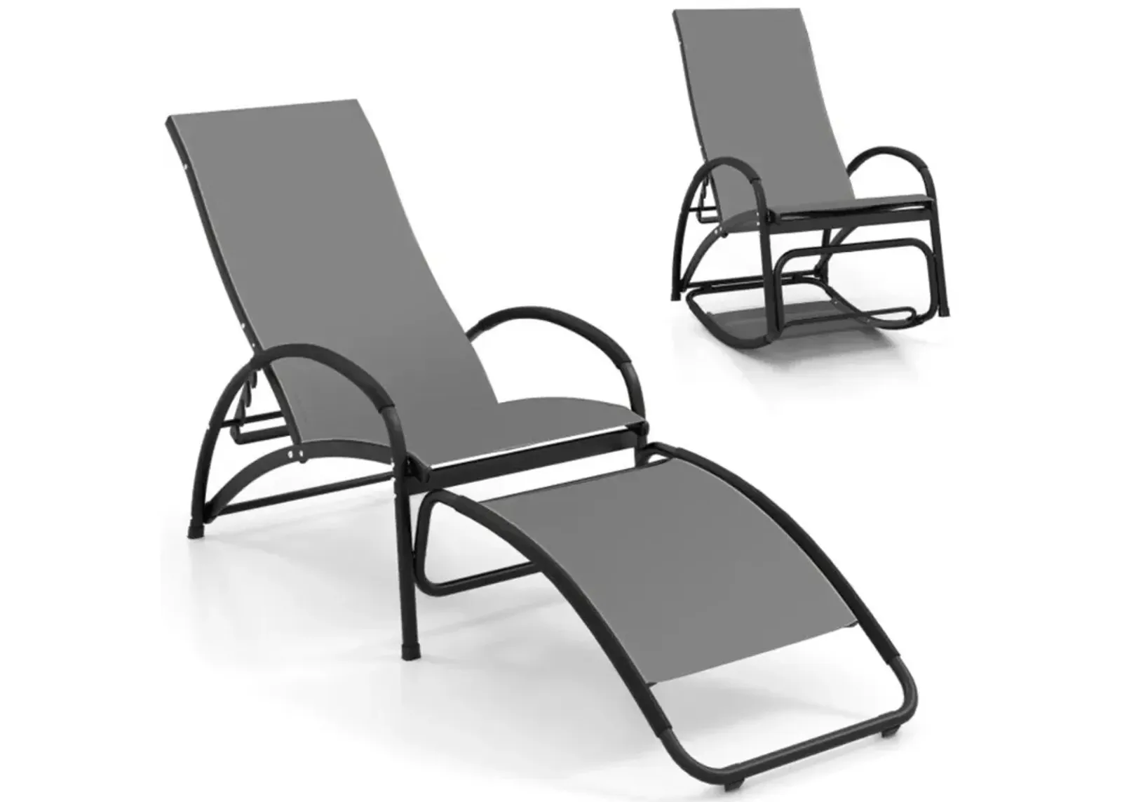 Hivvago 2-in-1 Outdoor Rocking Chair with 4-Position Adjustable Backrest for Patio Porch Poolside