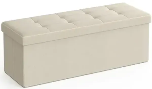 Long Folding Ottoman with Storage and Divider – 43" Upholstered Bench and Foot Stool for Home Organization