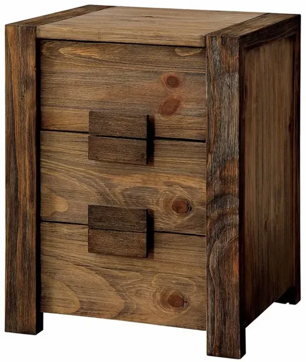 Janeiro Transitional Nightstand, Rustic Natural Tone-Benzara