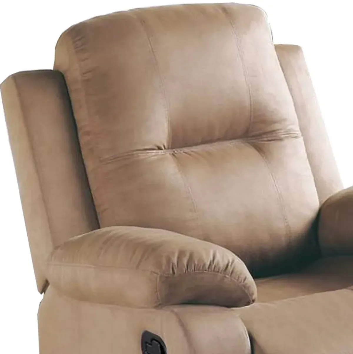 Fabric Upholstered Recliner with Tufted Back, Beige-Benzara