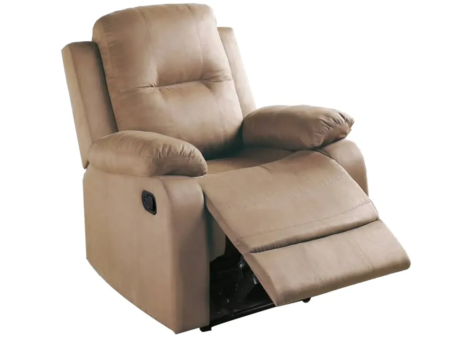 Fabric Upholstered Recliner with Tufted Back, Beige-Benzara