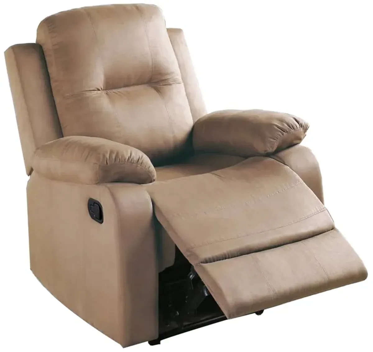 Fabric Upholstered Recliner with Tufted Back, Beige-Benzara