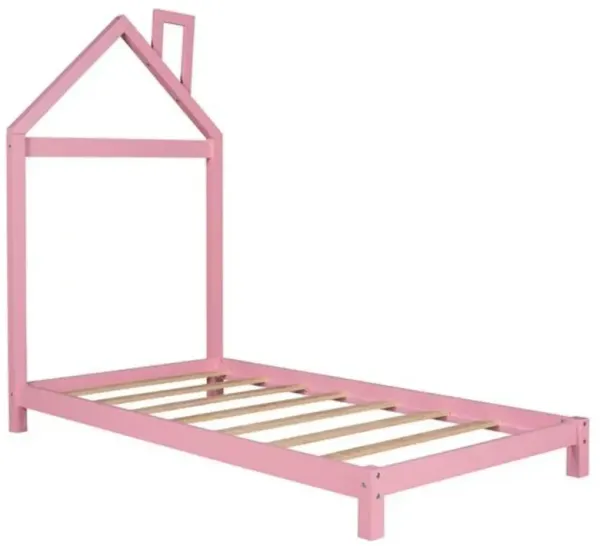 Platform Bed with House-Shaped Headboard for a Cozy and Stylish Bedroom