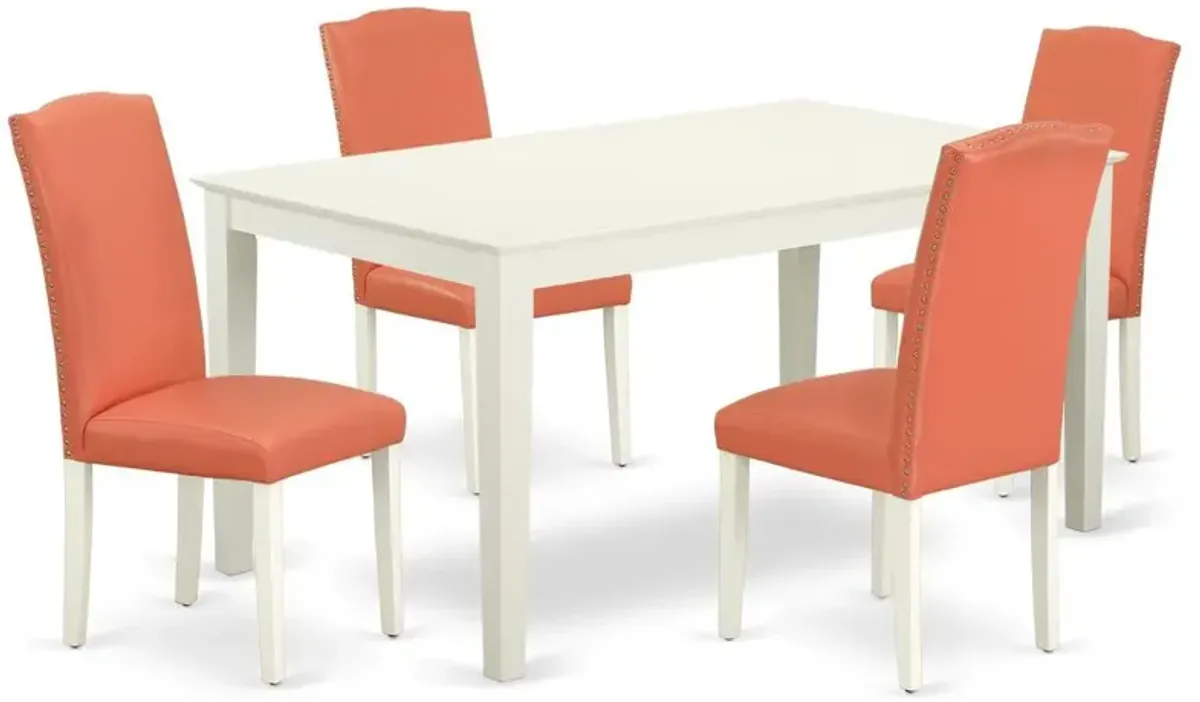 Dining Room Set Linen White, CAEN5-LWH-78