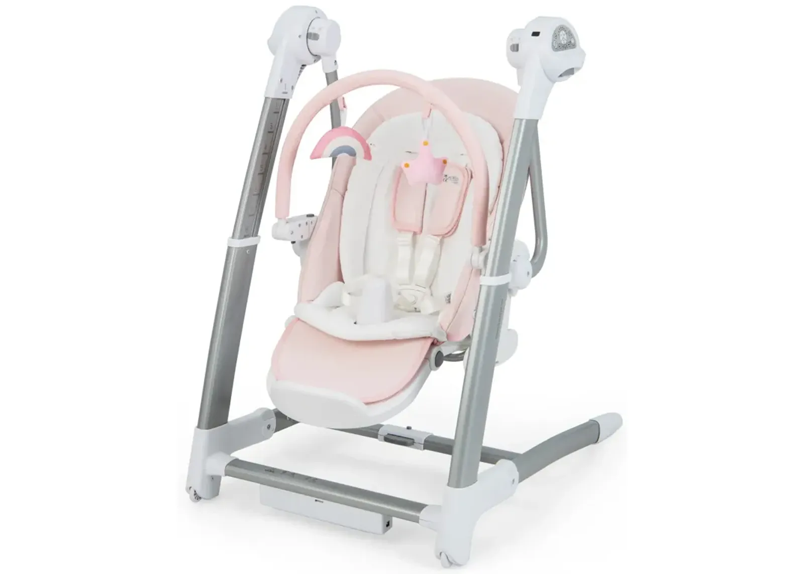 Baby Folding High Chair with 8 Adjustable Heights and 5 Recline Backrest