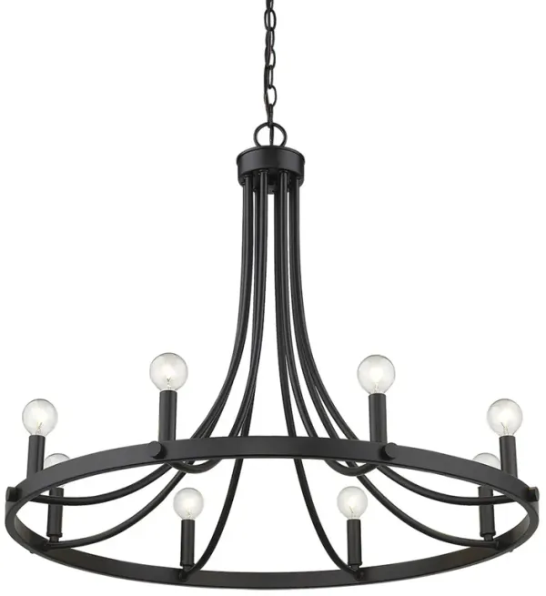 Hivvago Black Candle Style Eight Light Metal Dimmable Chandelier