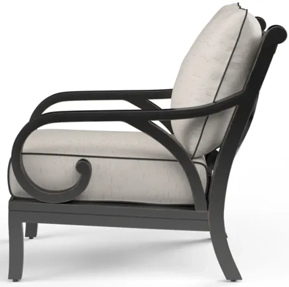 Monterey Club Chair in Frequency Sand w/ Contrast Canvas Java Welt