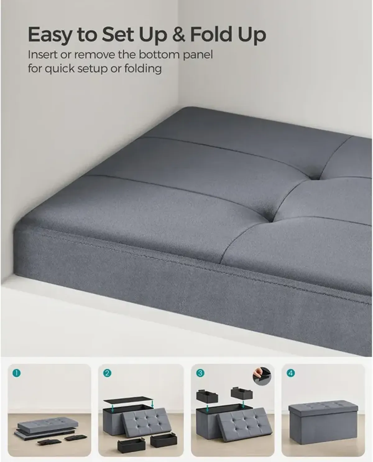 Foldable Storage Ottoman Bench for Space-Saving and Versatile Storage Solutions