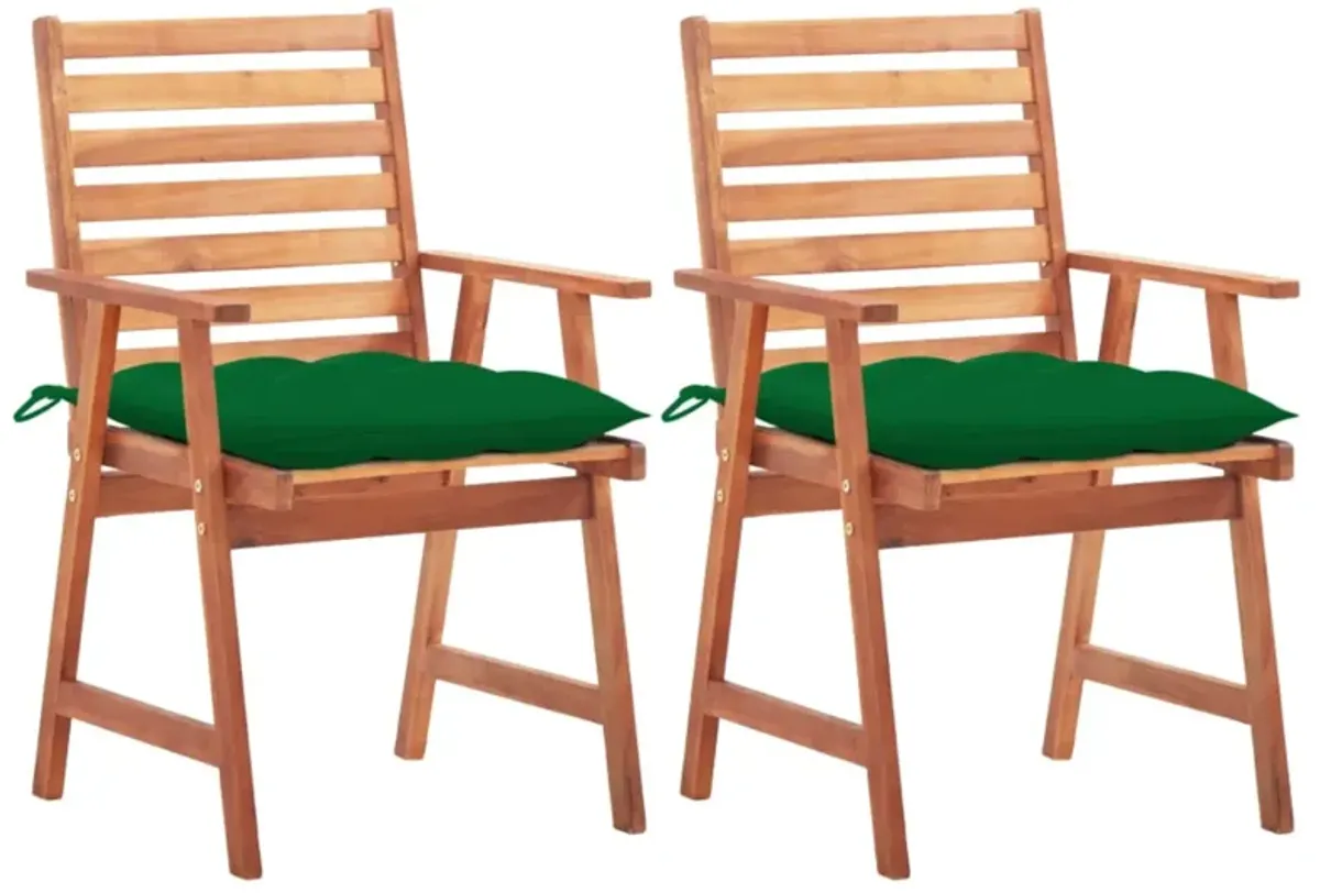 vidaXL Patio Dining Chairs 2 pcs with Cushions Solid Acacia Wood