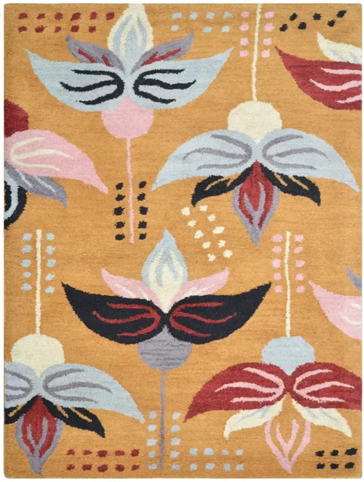 RUGSOTIC CARPETS HAND TUFTED WOOL ECO-FRIENDLY AREA RUGS  - 8'x11', Rectangle Shape, Gold, Floral Modern Design, High Pile Thick Handmade Anti Skid Area Rugs for Living Room, Bed Room (K00669)