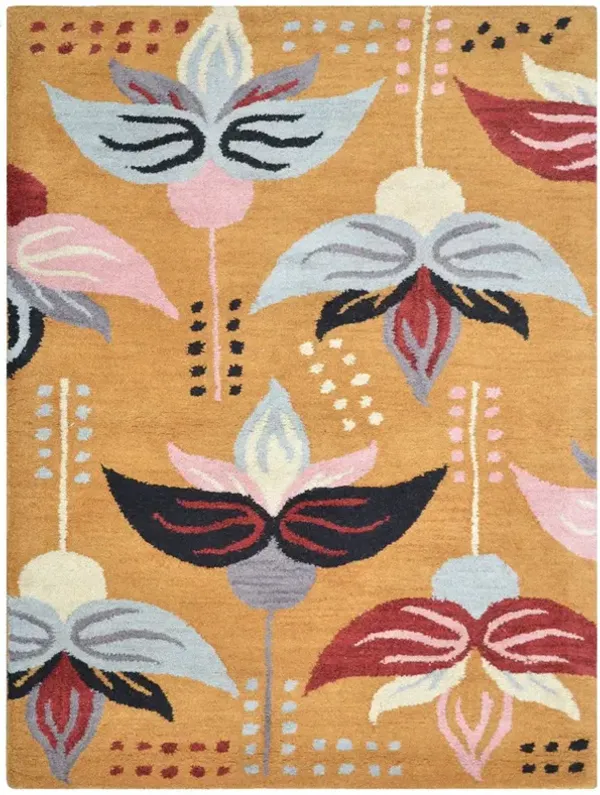 RUGSOTIC CARPETS HAND TUFTED WOOL ECO-FRIENDLY AREA RUGS  - 8'x11', Rectangle Shape, Gold, Floral Modern Design, High Pile Thick Handmade Anti Skid Area Rugs for Living Room, Bed Room (K00669)