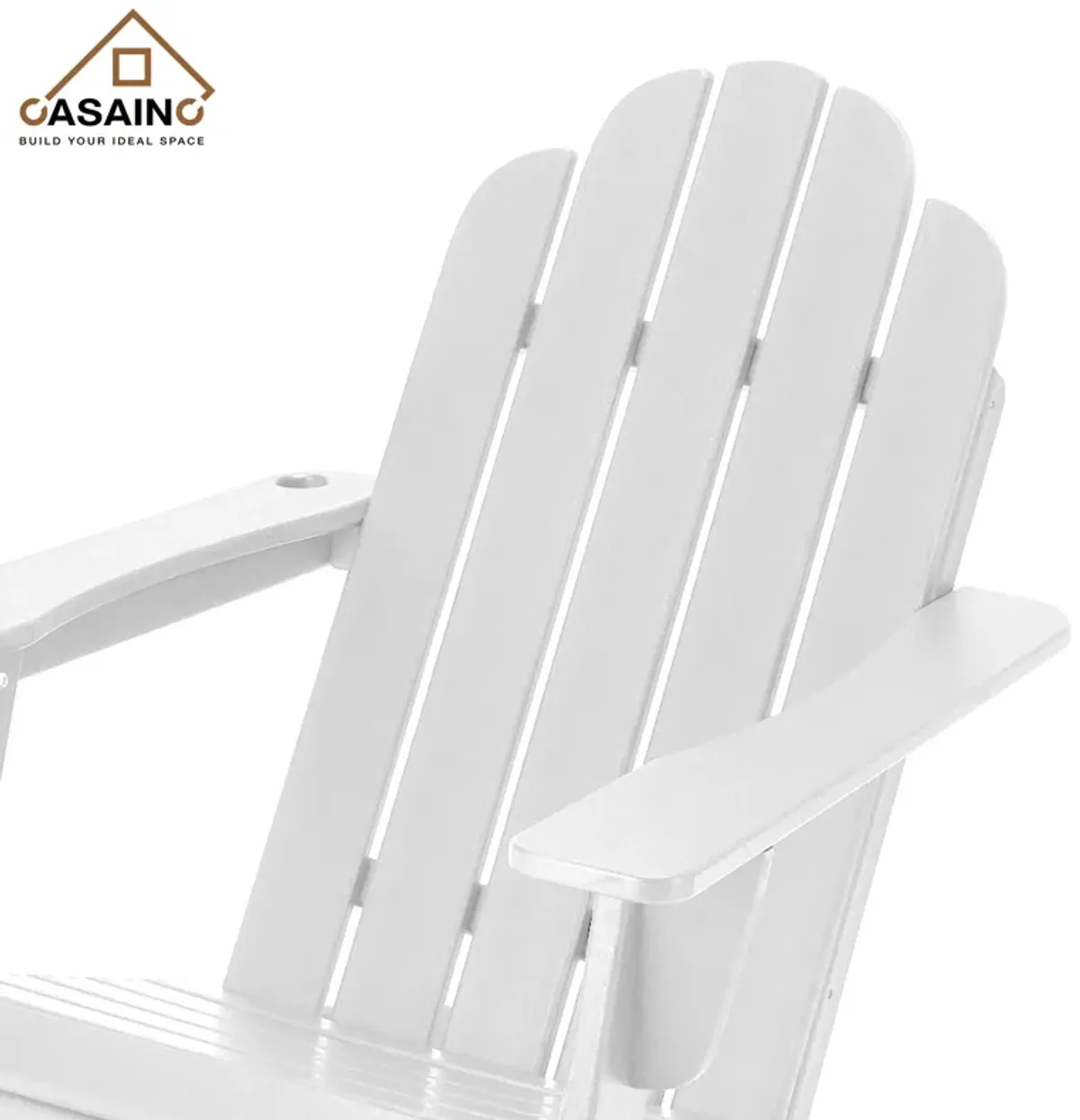 Traditional Curveback Plastic Patio Adirondack Chair with Cup Holder and umbrella holder Outdoor