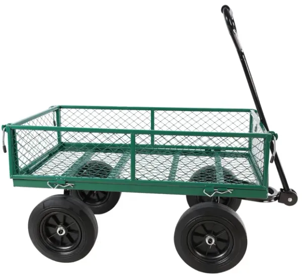 Solid Wheel Tools Cart Wagon, Garden Cart for Effortless Firewood and Heavy Duty Transport