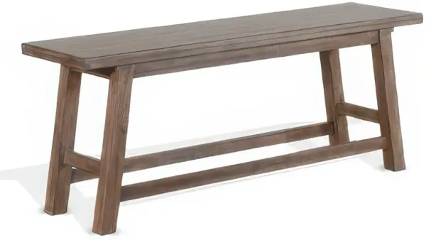 Yael Counter Height Bench, Light Brown Mahogany, Mindi Wood, 60 Inch - Benzara