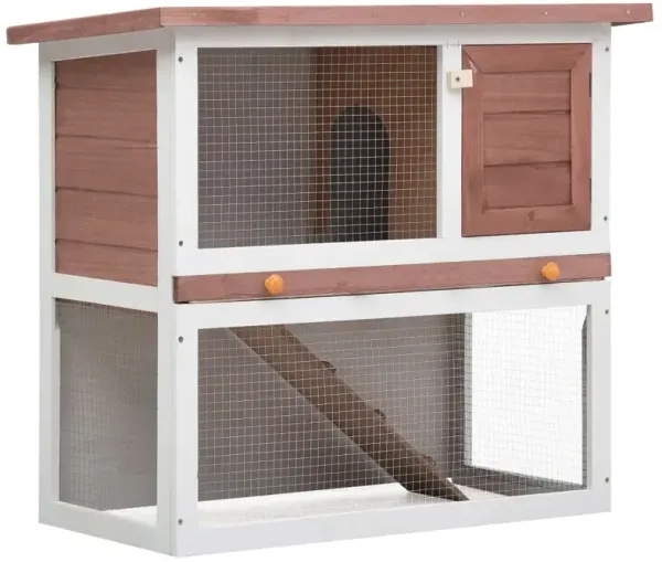 Outdoor Rabbit Hutch 1 Door Brown Wood
