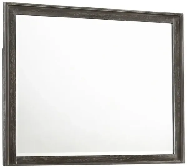 Zavi 32 x 40 Dresser Mirror, Rectangular, Glass, Nutmeg Brown Finish - Benzara
