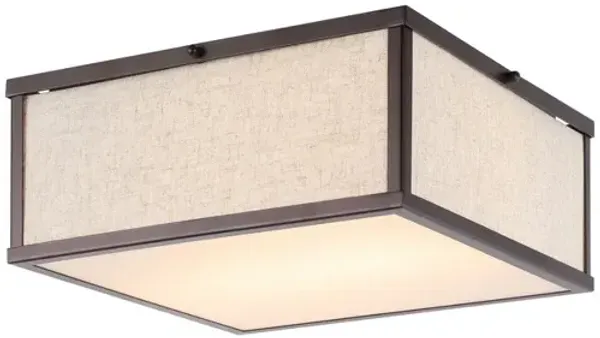 Grant 2-Light Minimalist Industrial Square Linen Iron LED Flush Mount