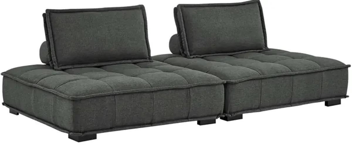 Saunter Tufted Fabric 2-Piece Loveseat Gray