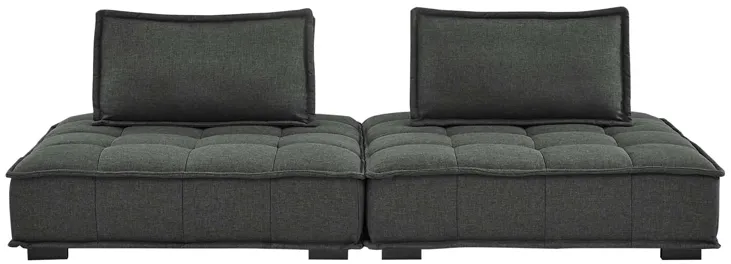 Saunter Tufted Fabric 2-Piece Loveseat Gray