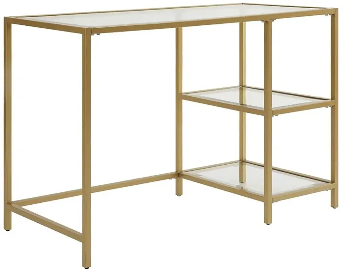 Carolina Living Marcello Glass Top Desk with Shelves - Gold