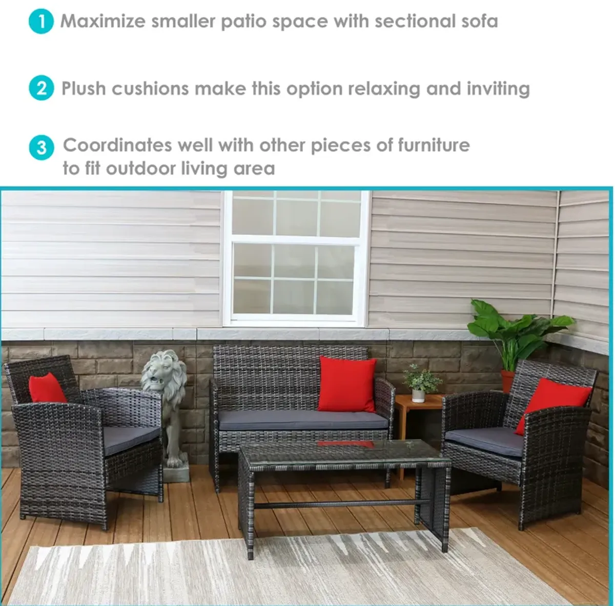 Sunnydaze Ardfield Rattan 4-Piece Patio Furniture Set