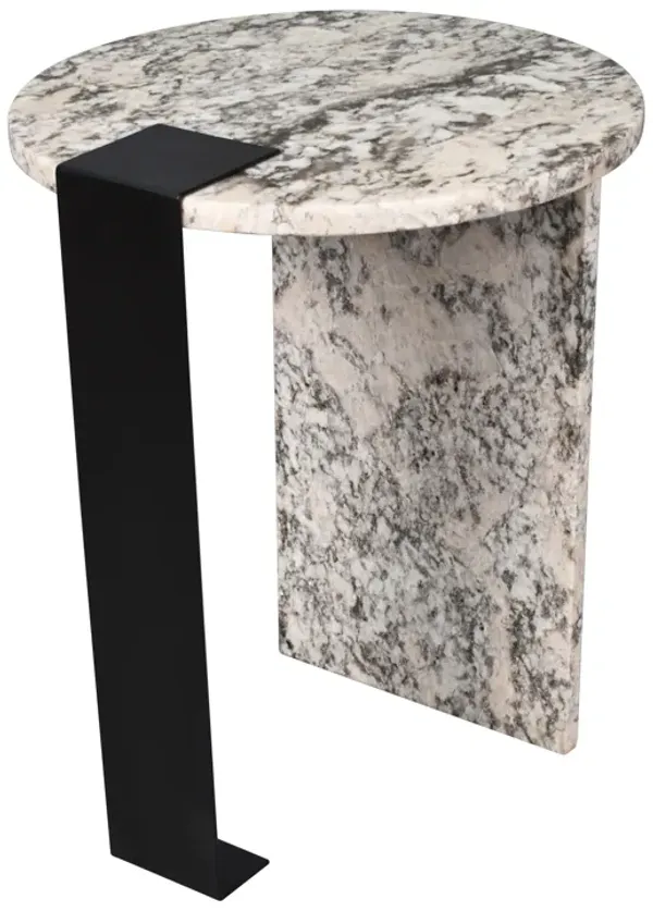 Lyra 17" Contemporary Natural Marble/Metal Handmade Round End Table