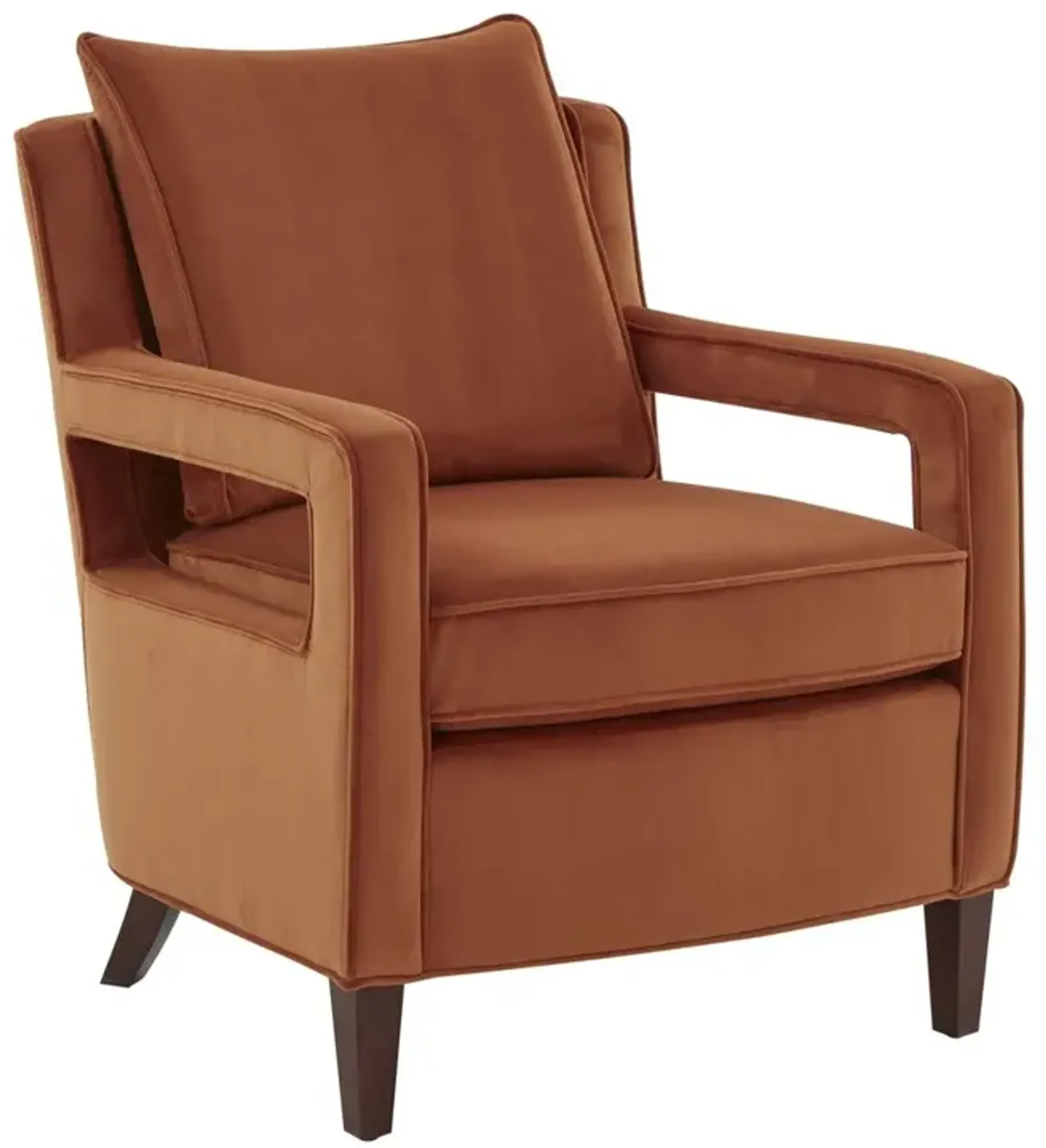 Comfort Pointe Questa Burnt Orange Velvet Accent Arm Chair