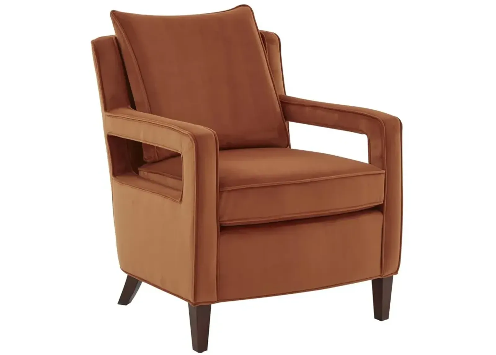 Comfort Pointe Questa Burnt Orange Velvet Accent Arm Chair