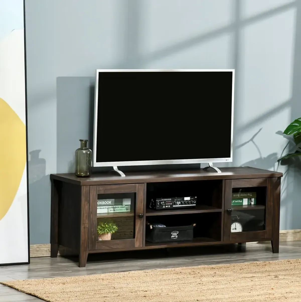 Brown TV Unit: Elegant Stand with Storage for 60" Televisions