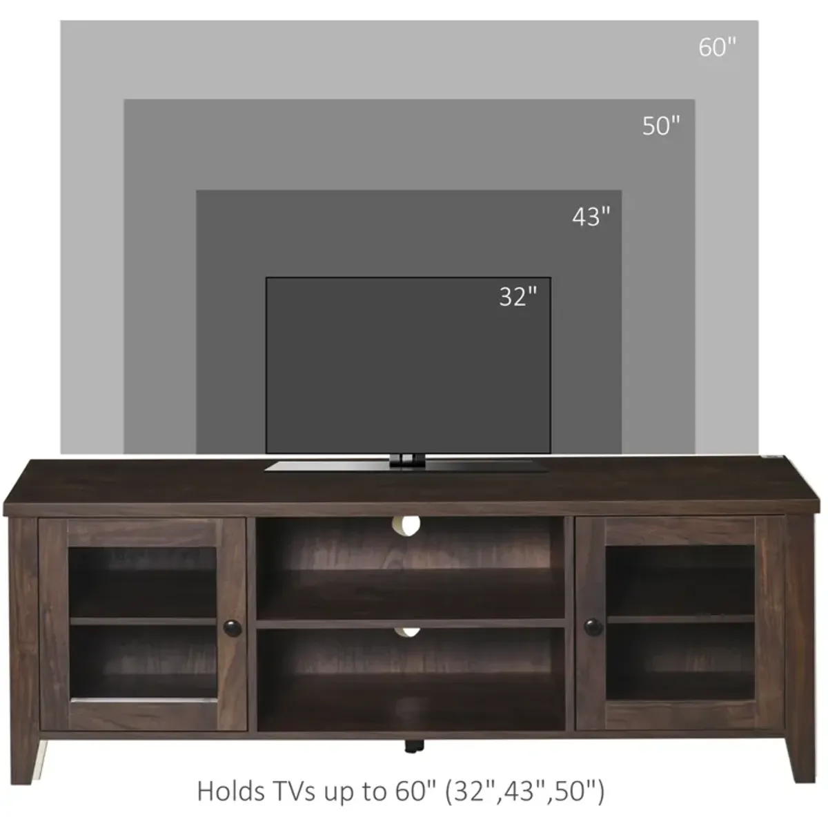 Brown TV Unit: Elegant Stand with Storage for 60" Televisions