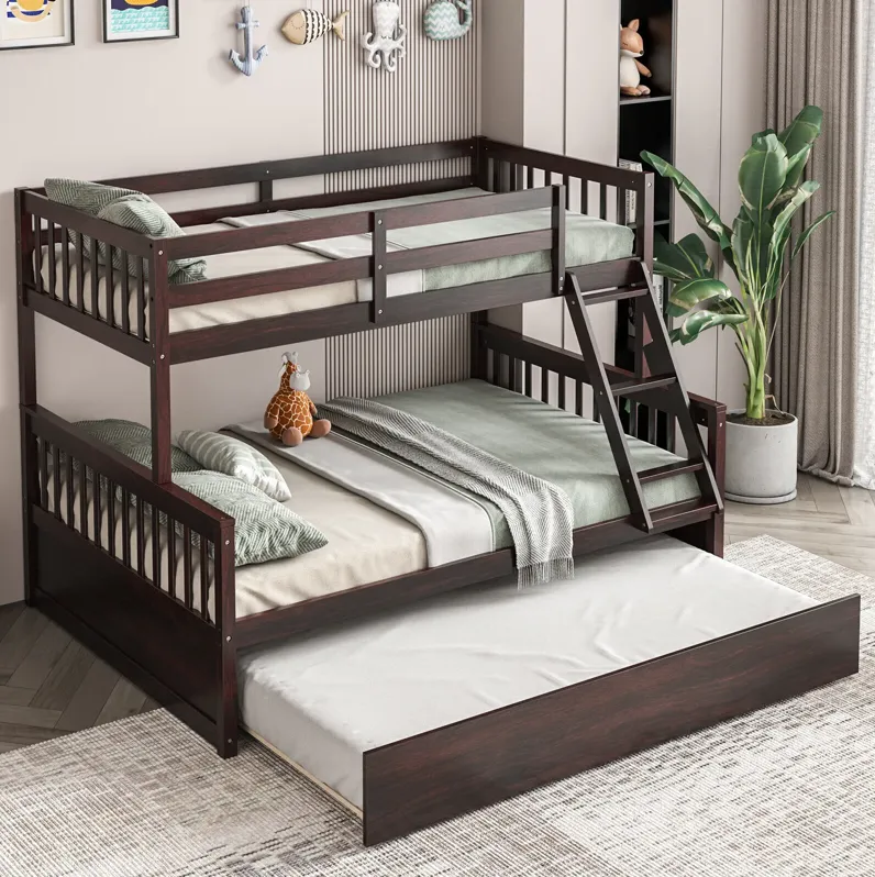 Twin Over Full Convertible Bunk Bed with Twin Trundle