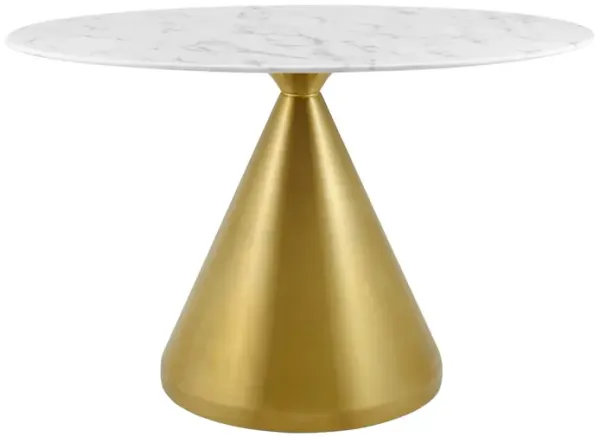 Modway - Tupelo 48" Oval Artificial Marble Dining Table Gold White