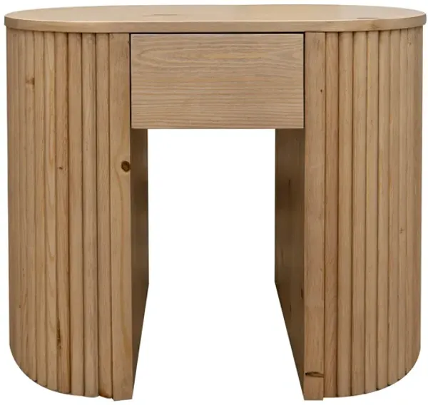 Izya 27 Inch Side End Table, Drawer, Intricate Ribbed Column Base, Brown - Benzara