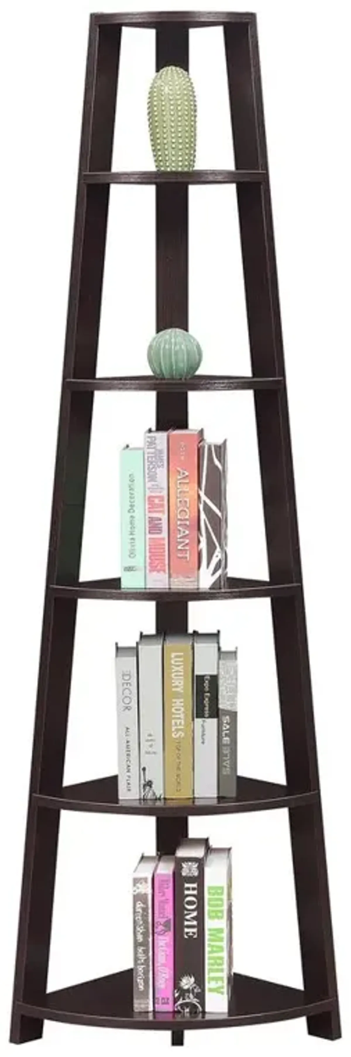 Convenience Concepts Newport 5 Tier Corner Bookshelf Espresso