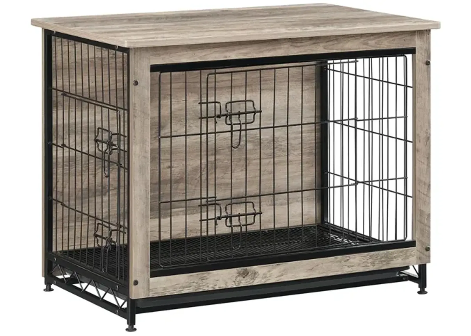 Wooden Dog Crate End Table - Indoor Pet Crate with Removable Tray