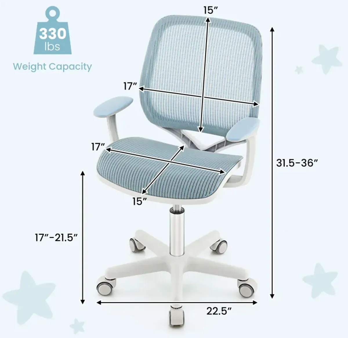 Swivel Mesh Children Computer Chair with Adjustable Height