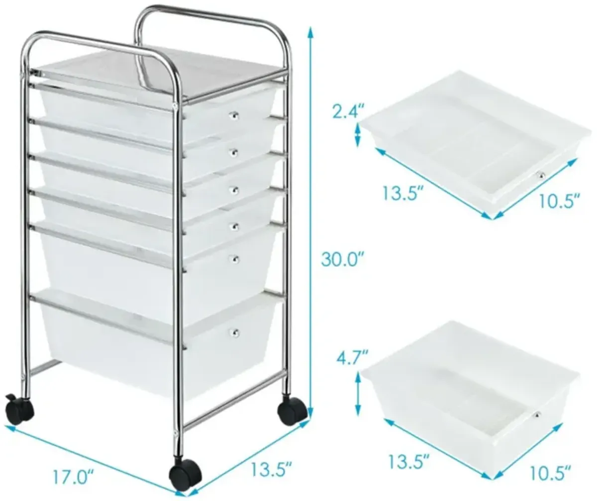 Hivvago 6 Drawers Rolling Storage Cart Organizer