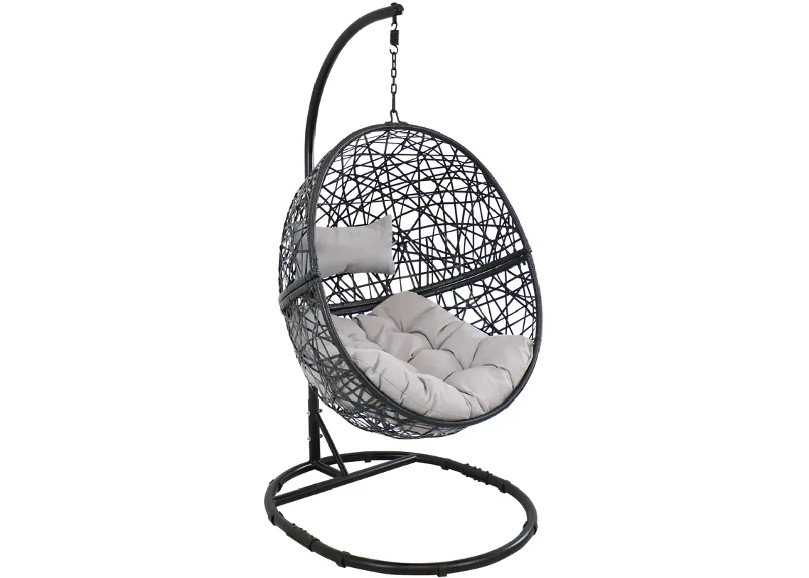 Sunnydaze Resin Wicker Hanging Egg Chair with Steel Stand/Cushion