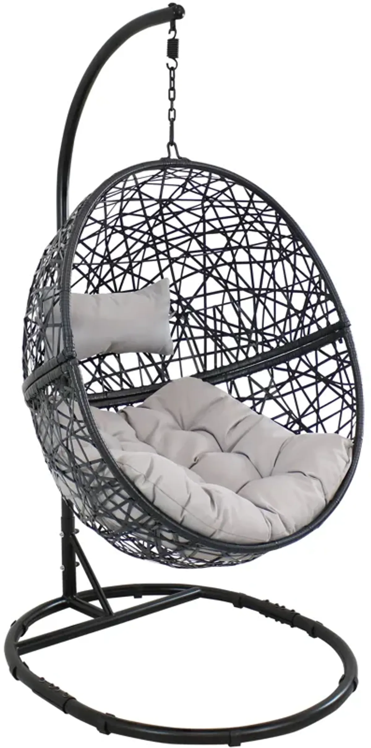 Sunnydaze Resin Wicker Hanging Egg Chair with Steel Stand/Cushion