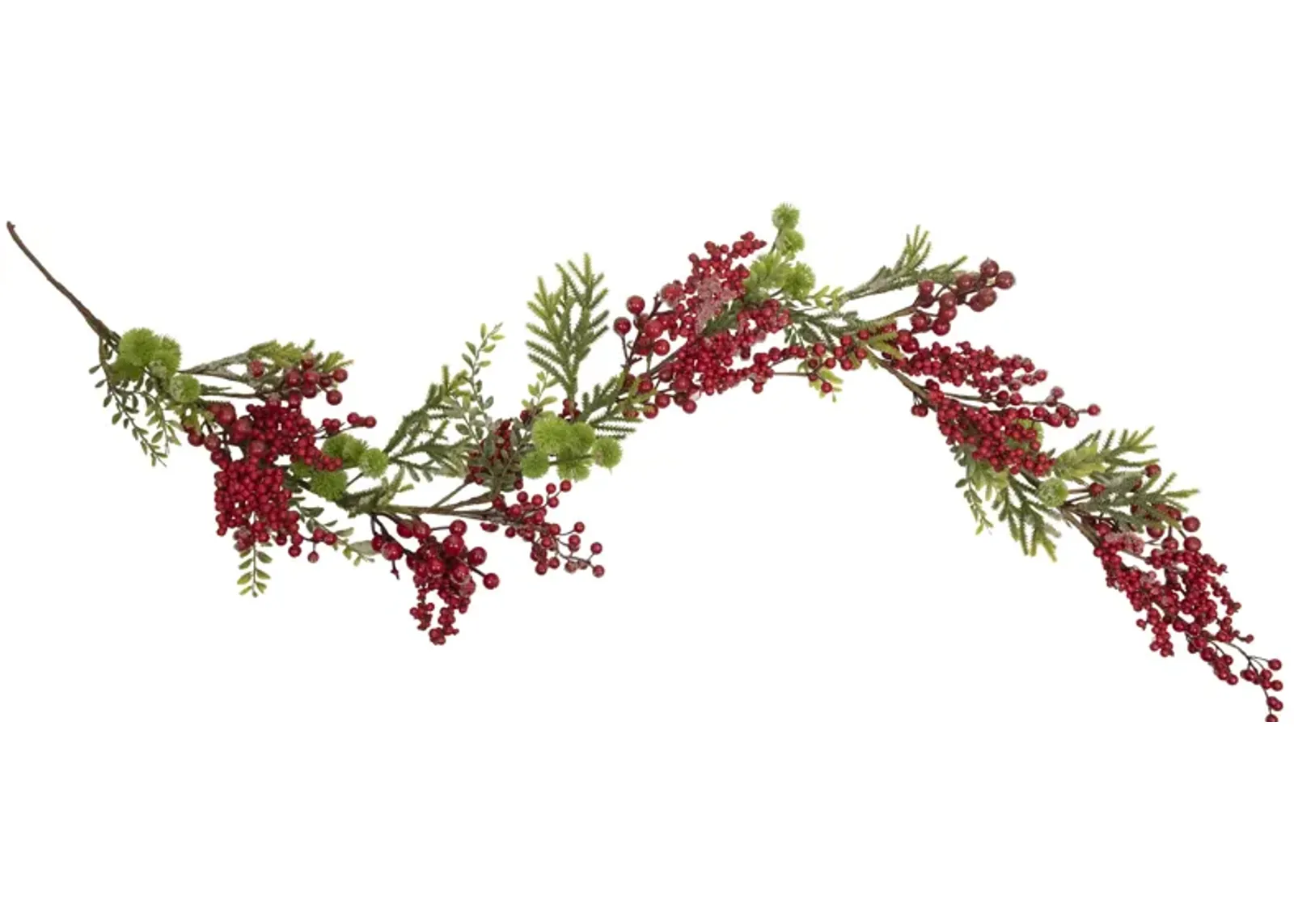 5' x 8" Frosted Pine and Red Berry Christmas Garland - Unlit