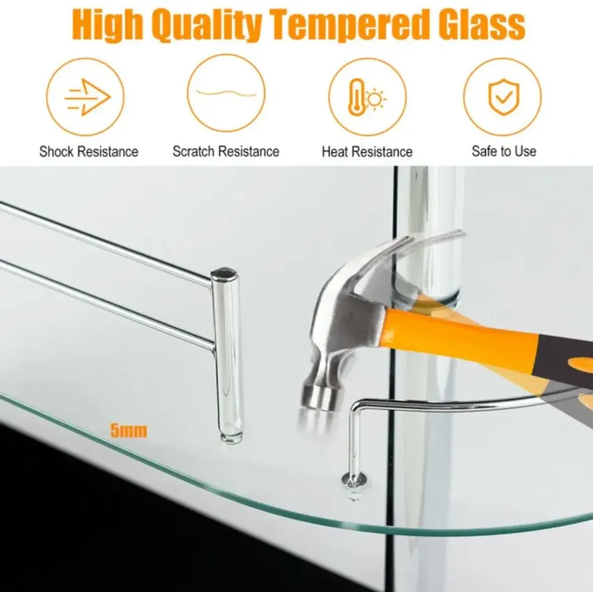 Hivvago 2-holder Bar Table with Tempered Glass Shelf