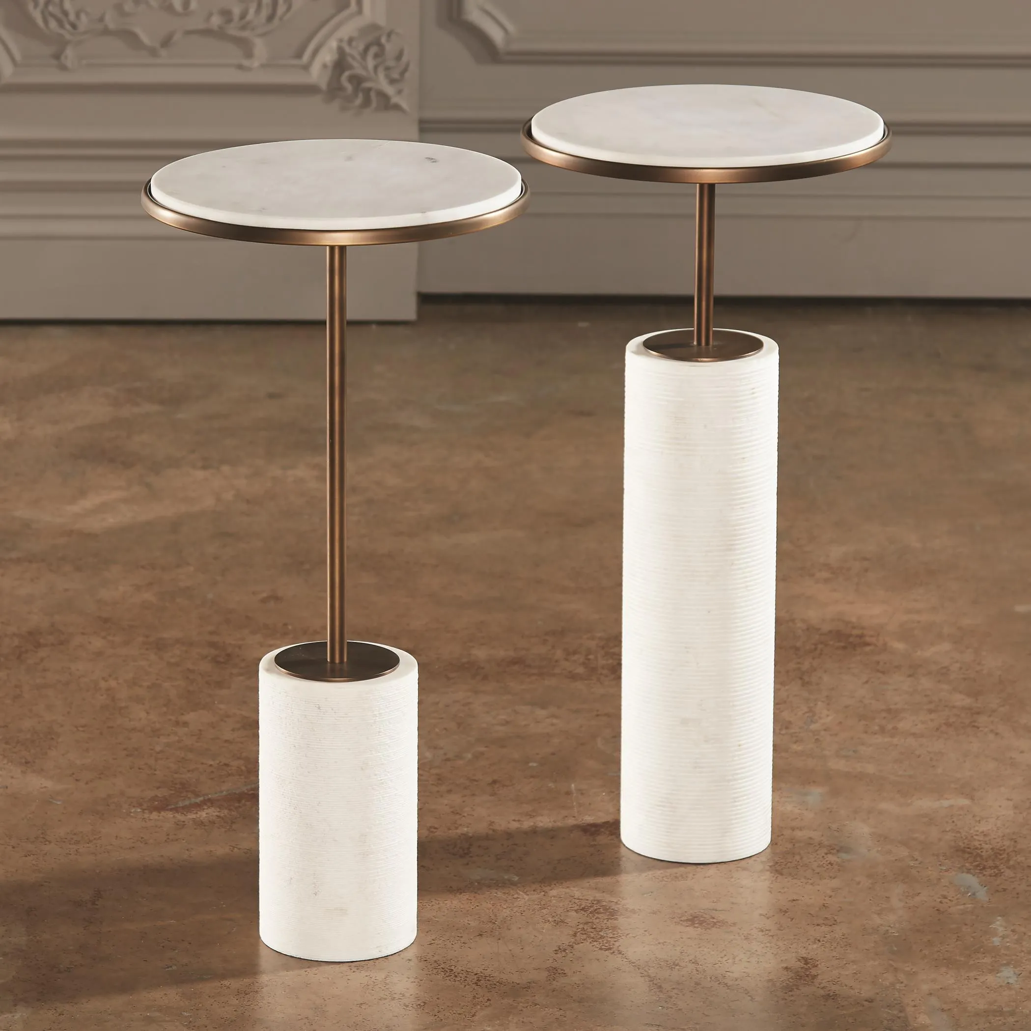 Short Cored Marble Table- Bronze