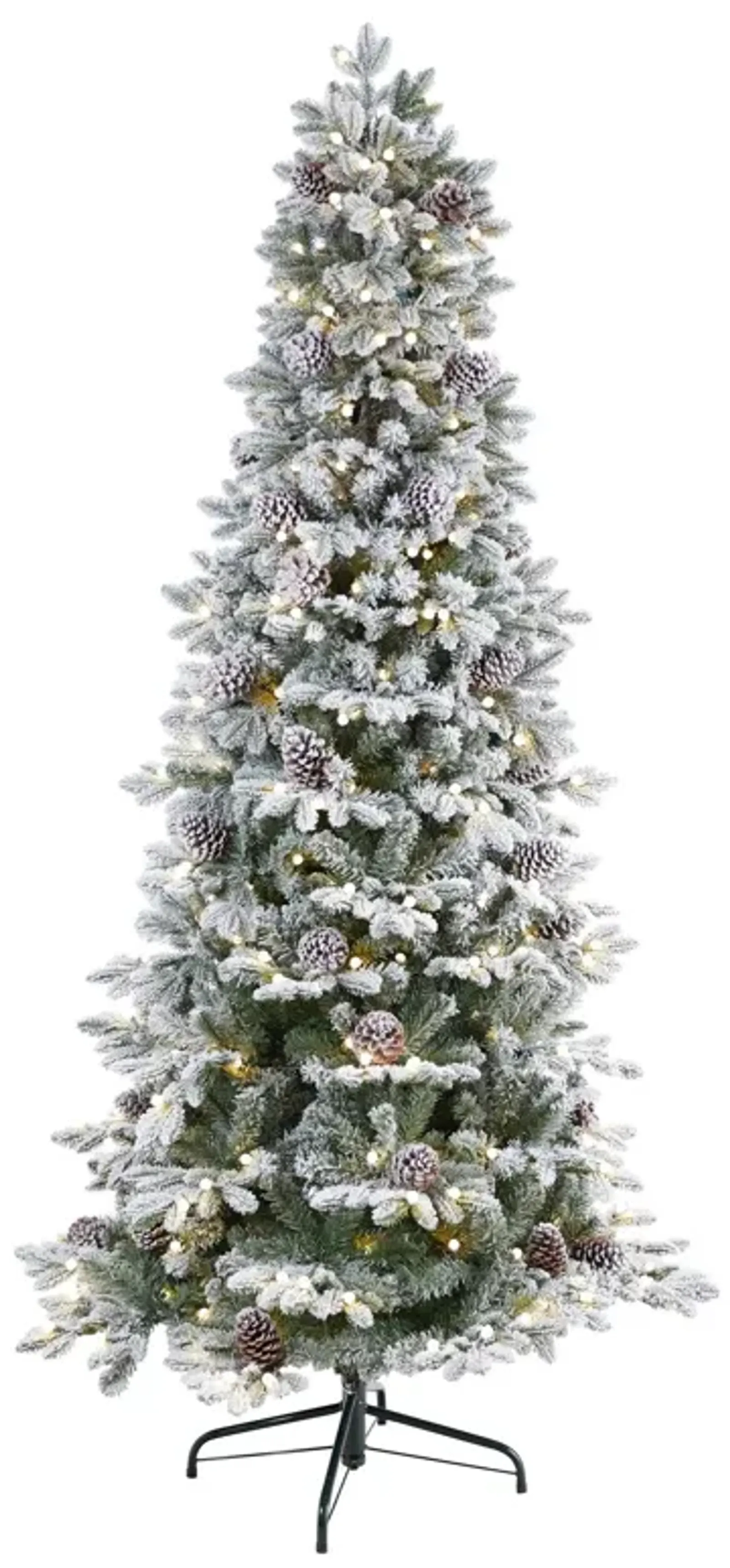 Nearly Natural 7.5-ft Flocked Alaskan Pre-Lit Artificial Christmas Tree 350 LED Lights and 2155 Bendable Branches