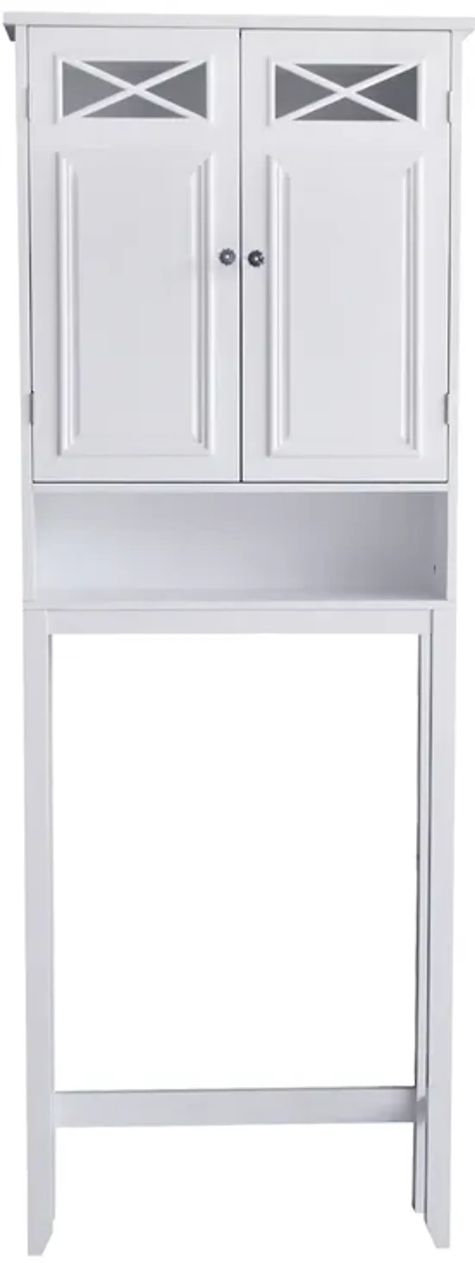 Teamson Home Dawson Wooden Space Saver with Cross Molding and 2 Doors, White