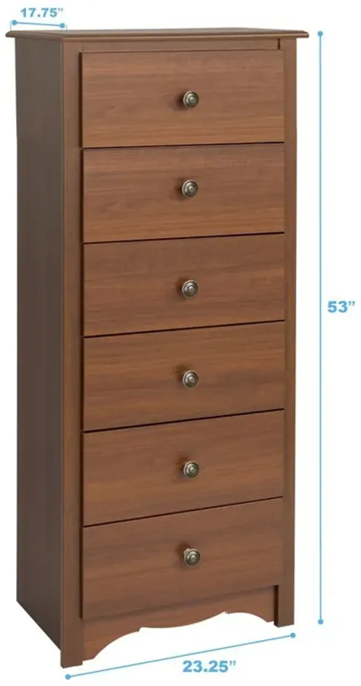 Prepac Cherry Monterey Tall 6 Drawer Chest