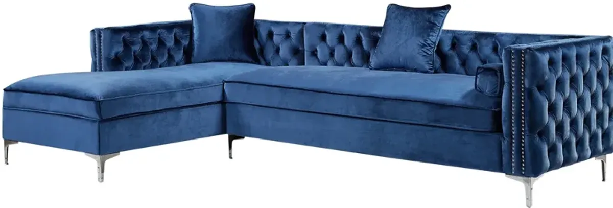 Inspired Home Clarinda Velvet Left Facing Chaise Sectional Sofa