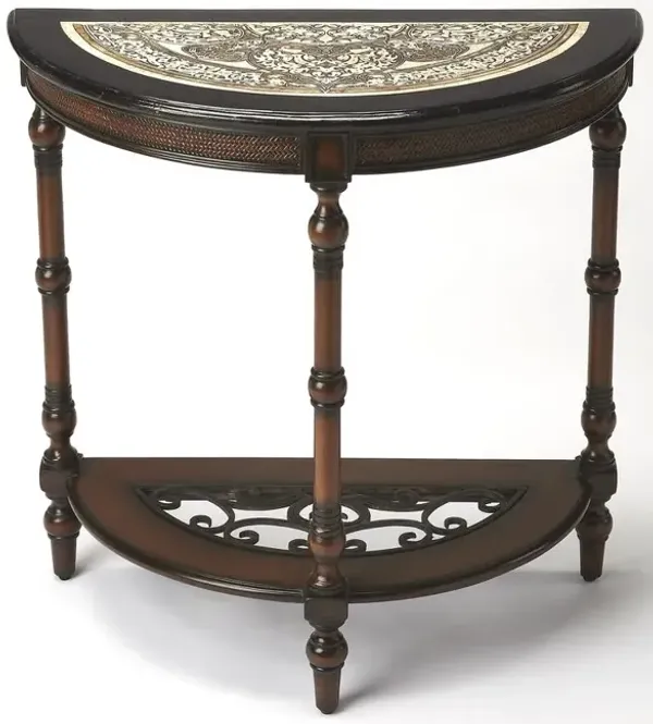 Butler Specialty Company Fabiola Fossil Stone Demilune Console Table, Multi-Color